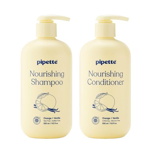 Pipette Daily Nourishing Shampoo and Conditioner Duo, Clean, Tear-Free Shampoo For Kids, Detangling Conditioner For Kids, Sulfate-Free, Paraben-Free, Silicone-Free, Hypoallergenic, Non-Toxic in Kuwait