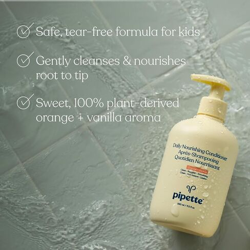 Pipette Daily Nourishing Shampoo and Conditioner Duo, Clean, Tear-Free Shampoo For Kids, Detangling Conditioner For Kids, Sulfate-Free, Paraben-Free, Silicone-Free, Hypoallergenic, Non-Toxic in Kuwait