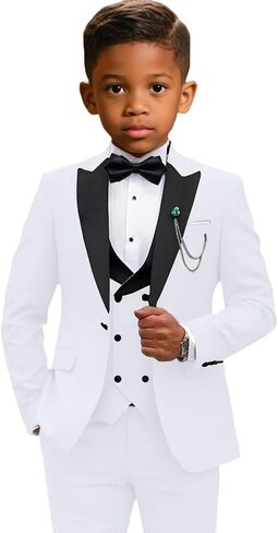 Boys 5 Piece Suits Kids Slim Fit Wedding Tuxedo Suit for Teen Boy Ring Bearer Outfit Toddler Formal Dresswear Set in Kuwait
