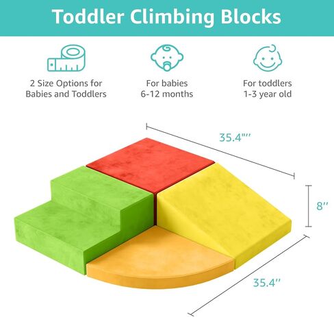 YENING Foam Climbing Blocks for Toddlers 1-3 Baby Climbing Toys for 1 Year Old Soft Play Set for Babies 6-12 Months Indoor 4 Piece in Kuwait