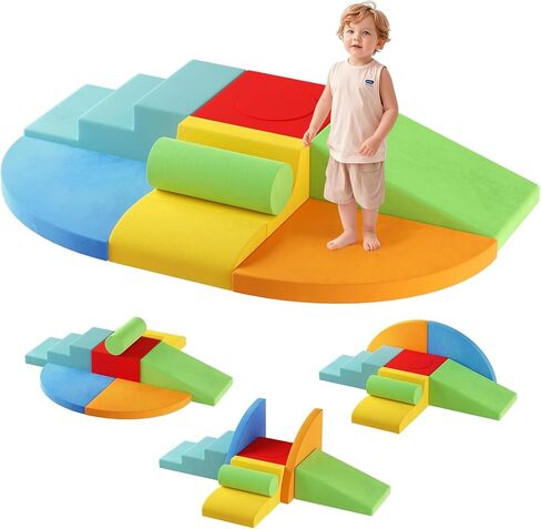 Urban Deco Large 8-Piece Foam Climbing Blocks for Toddlers, Baby Climbing Blocks, Soft Play Climbing Toys with Non-Slip Bottom, Indoor Play Gym and Activity Play Set for Climbing & Crawling in Kuwait