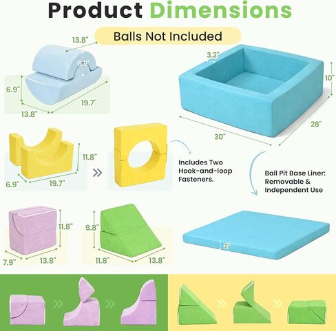 cossy Foam Climbing Blocks for Toddlers, 30 x 28in Square Ball Pit for Babies, 7pcs Toddler Climbing Toys Indoor, Soft Play Set, Baby Climbing Blocks, Ideal for Crawling & Climbing(Balls Not Included) in Kuwait