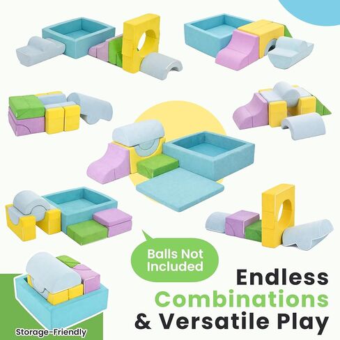 cossy Foam Climbing Blocks for Toddlers, 30 x 28in Square Ball Pit for Babies, 7pcs Toddler Climbing Toys Indoor, Soft Play Set, Baby Climbing Blocks, Ideal for Crawling & Climbing(Balls Not Included) in Kuwait