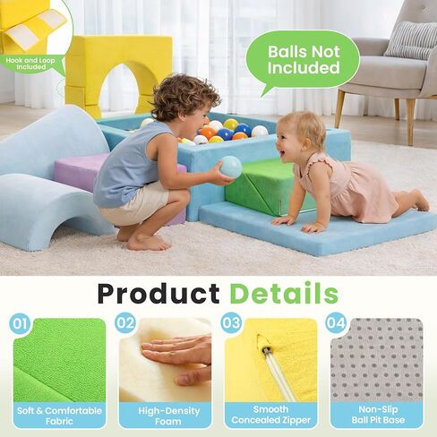 cossy Foam Climbing Blocks for Toddlers, 30 x 28in Square Ball Pit for Babies, 7pcs Toddler Climbing Toys Indoor, Soft Play Set, Baby Climbing Blocks, Ideal for Crawling & Climbing(Balls Not Included) in Kuwait