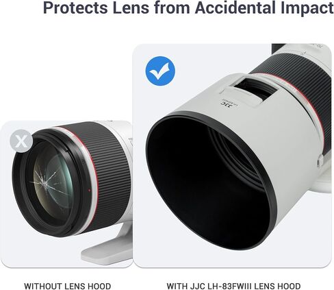 JJC ET-83FW III Lens Hood for Canon RF 70-200mm f/2.8L & RF 100-500m Lens | Replaces Canon ET-83FW Hood, Reversible, Compatible with 77mm Filter/Cap, with Side Window for ND CPL Filter Rotating in Kuwait