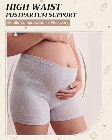 Sosation 12 Pcs Postpartum Underwear for Women Disposable High Waisted Boyshort Underwear for Mom Postpartum Seamless, Stretch Support Under Wear for New Mom Essentials, Waist 28"- 42", Grey in Kuwait