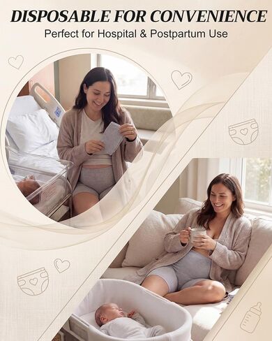 Sosation 12 Pcs Postpartum Underwear for Women Disposable High Waisted Boyshort Underwear for Mom Postpartum Seamless, Stretch Support Under Wear for New Mom Essentials, Waist 28"- 42", Grey in Kuwait