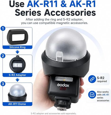 Silicone Adapter Ring for Godox iT32 Camera Flash, Flash Head Adapter for Godox S-R2 Mount, Compatible with AK-R11 and AK-R1 Kit Accessories in Kuwait
