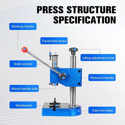 Generic Manual Arbor Press 0.5 Ton Capacity Iron Heavy-duty Manual Desktop Arbor Press for Stamping Bending Stretching Forming in Kuwait