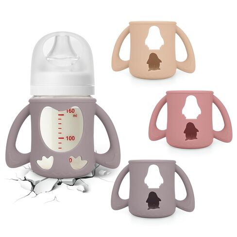 BUSOHA 3 Pack Silicone Sleeves for Pigeon 8oz Glass Baby Bottle | Food-Grade Silicone Sleeves with Handles,Drop Protection,Thermal Insulation,Non Slip,Dishwasher Safe,Cute Shape in Kuwait