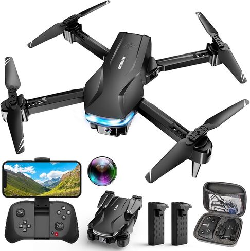 1080P Drones with Camera for Adults, FPV App Control Quadcopter with Carrying Case, Foldable Drone with 2 Batteries, Optical Flow Hover, One Key Start, 3 Speed Modes and 360° Flip in Kuwait
