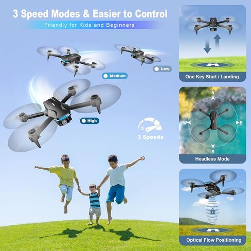 1080P Drones with Camera for Adults, FPV App Control Quadcopter with Carrying Case, Foldable Drone with 2 Batteries, Optical Flow Hover, One Key Start, 3 Speed Modes and 360° Flip in Kuwait