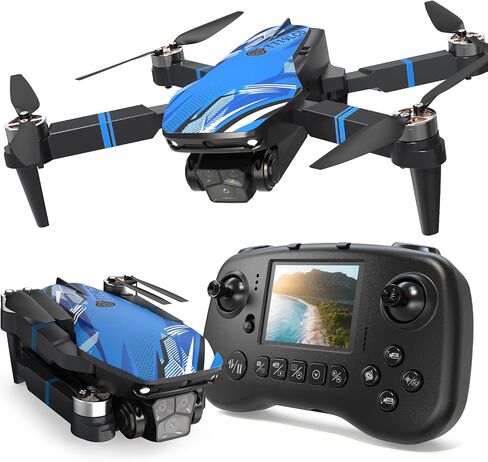 Drone with Camera 4K for Adults, GPS Drone Auto Return Follow Me Live Video RC Drones with Brushless Motor, Circle Flight Waypoint Fly, Foldable Mini Quadcopter for Beginners Under 250G in Kuwait