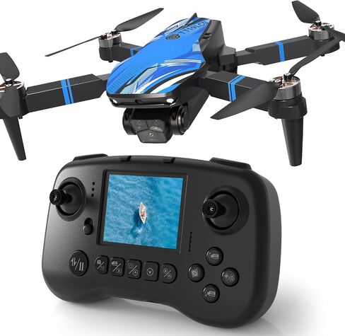 Drone with Camera for Adults LCD Screen FPV Live Video, Foldable RC Mini Drones for Kids, Quadcopter with Brushless Motor 270° Obstacle Avoidance, Support 32G SD Card Under 250G Gift for the Children in Kuwait