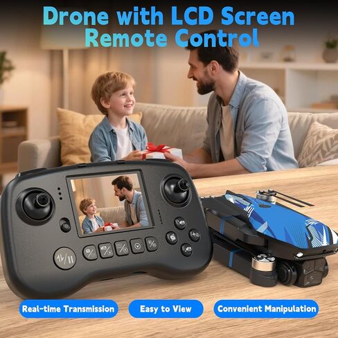 Drone with Camera for Adults LCD Screen FPV Live Video, Foldable RC Mini Drones for Kids, Quadcopter with Brushless Motor 270° Obstacle Avoidance, Support 32G SD Card Under 250G Gift for the Children in Kuwait