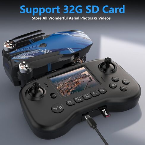 Drone with Camera for Adults LCD Screen FPV Live Video, Foldable RC Mini Drones for Kids, Quadcopter with Brushless Motor 270° Obstacle Avoidance, Support 32G SD Card Under 250G Gift for the Children in Kuwait