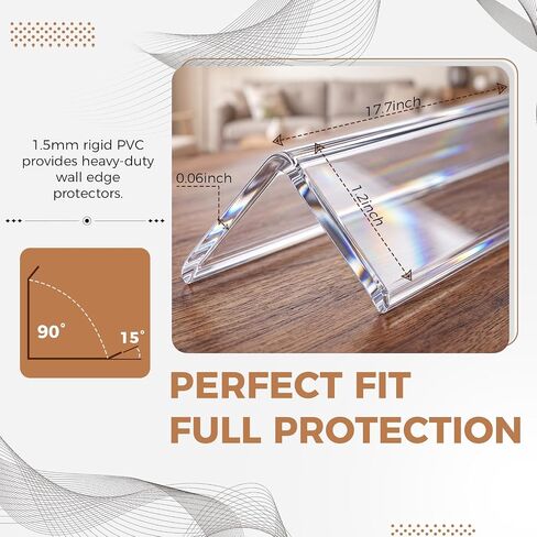 Wall Corner Protector, 17.7" Clear Corner Wall Guard, Self Adhesive Plastic Corner Guards for Walls, Rigid PVC Edge Protection Strip, 6 Pack in Kuwait