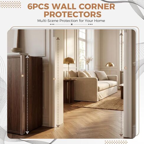 Wall Corner Protector, 17.7" Clear Corner Wall Guard, Self Adhesive Plastic Corner Guards for Walls, Rigid PVC Edge Protection Strip, 6 Pack in Kuwait