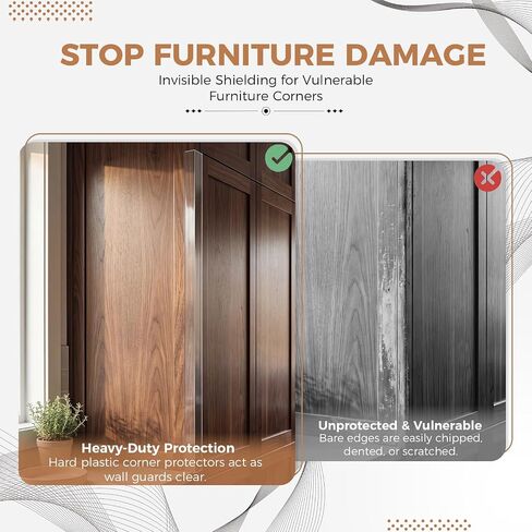 Wall Corner Protector, 17.7" Clear Corner Wall Guard, Self Adhesive Plastic Corner Guards for Walls, Rigid PVC Edge Protection Strip, 6 Pack in Kuwait
