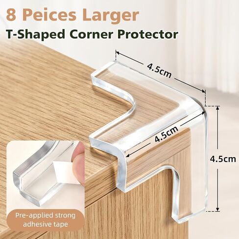 Corner Protector Baby, Large Table Corner Protectors Guards, 8 Pack | Baby Proofing Furniture Corner & Edge Safety Bumpers Covers, Clear in Kuwait
