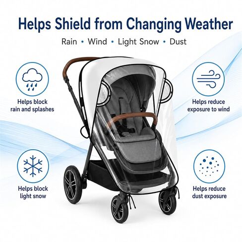 Stroller Rain Cover Compatible with Nuna Strollers, Clear Waterproof Windproof Baby Weather Shield, Breathable Stroller Cover for Rain Snow Dust, Foldable Travel Accessory in Kuwait