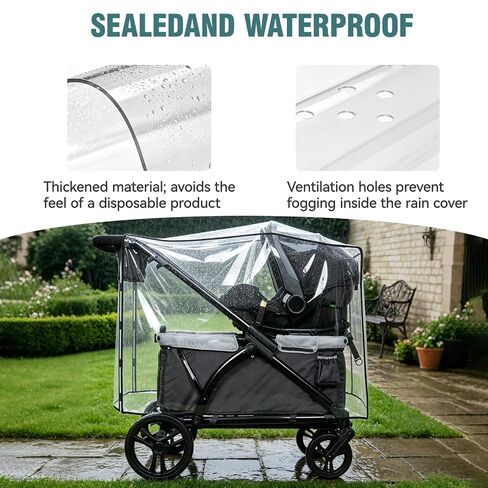 Rain Cover for Baby Trend Expedition Wagon Stroller, Custom Fit Waterproof Stroller Rain Cover with Clear EVA, Ventilation Holes & Side Velcro, Easy Install & Compact Storage in Kuwait
