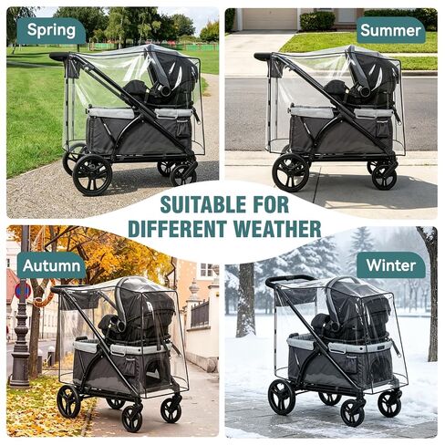Rain Cover for Baby Trend Expedition Wagon Stroller, Custom Fit Waterproof Stroller Rain Cover with Clear EVA, Ventilation Holes & Side Velcro, Easy Install & Compact Storage in Kuwait