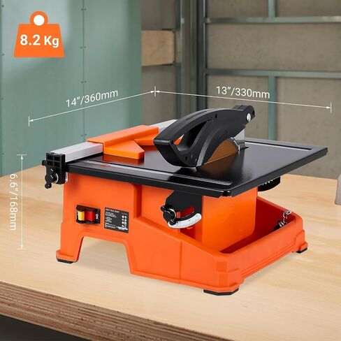 7 Inch Wet Tile Saw, 6500 RPM Pure Copper Motor Tabletop Tile Cutter, 0-45° Bevel Cutting with Water Reservoir for Porcelain, Ceramic, Marble & Stone, for DIY Enthusiasts in Kuwait
