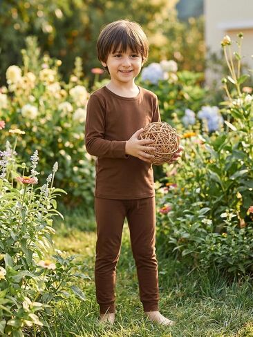 Jimonda Bamboo Viscose Toddler Kid Pajamas Set Boys/Girl Striped Sleepwear | Ultra-soft breathable viscose, Skin-friendly,tag-free label, long sleeve,4pc set, Elastic cuffs and hem, size18M-12Y ,durable in Kuwait
