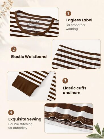 Jimonda Bamboo Viscose Toddler Kid Pajamas Set Boys/Girl Striped Sleepwear | Ultra-soft breathable viscose, Skin-friendly,tag-free label, long sleeve,4pc set, Elastic cuffs and hem, size18M-12Y ,durable in Kuwait