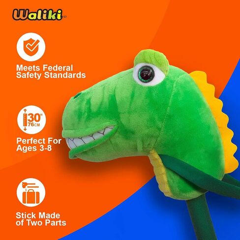 WALIKI Stick Horse Dinosaur Lala | Pretend Play Toy for Kids Ages 2 3 4 5 6 | Fun Gift for Boys and Girls | Cool Birthday Present in Kuwait