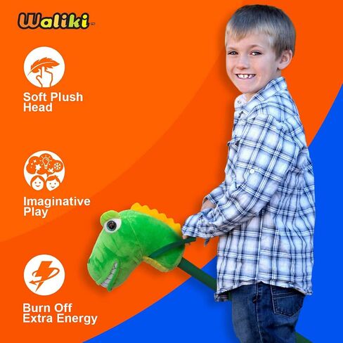 WALIKI Stick Horse Dinosaur Lala | Pretend Play Toy for Kids Ages 2 3 4 5 6 | Fun Gift for Boys and Girls | Cool Birthday Present in Kuwait