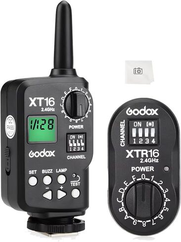 Godox XT-16 Wireless Flash Trigger Kit,2 in 1 Transmitter and Receiver for Studio Strobe Flash Photography,2.4G 16 Channels Trigger Compatible with Canon Nikon Sony Fujifilm Olympus Pentax Camera in Kuwait