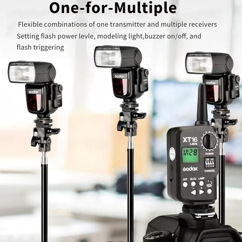 Godox XT-16 Wireless Flash Trigger Kit,2 in 1 Transmitter and Receiver for Studio Strobe Flash Photography,2.4G 16 Channels Trigger Compatible with Canon Nikon Sony Fujifilm Olympus Pentax Camera in Kuwait