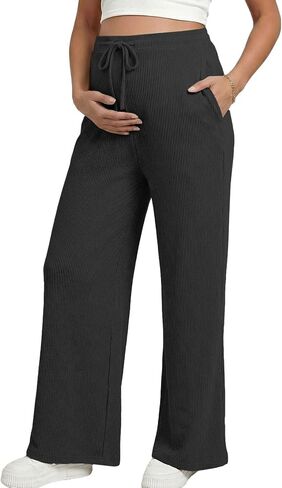 BLENCOT Maternity Pants Casual Stretchy Wide Leg Pregnancy Trousers in Kuwait