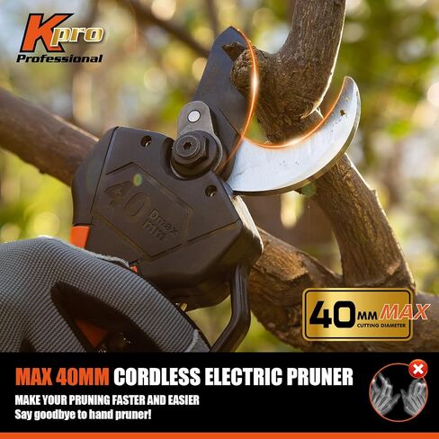 Cordless Electric Pruning Shears 40MM, Kebtek Professional Pruning Shears Battery Powered 21V Brushless Motor 2Pack 2AH Rechargeable Battery-LCD Display Screen (KT940) in Kuwait