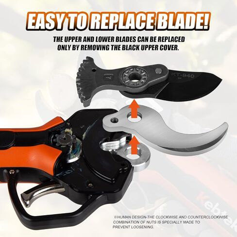 Cordless Electric Pruning Shears 40MM, Kebtek Professional Pruning Shears Battery Powered 21V Brushless Motor 2Pack 2AH Rechargeable Battery-LCD Display Screen (KT940) in Kuwait
