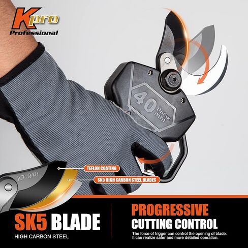 Cordless Electric Pruning Shears 40MM, Kebtek Professional Pruning Shears Battery Powered 21V Brushless Motor 2Pack 2AH Rechargeable Battery-LCD Display Screen (KT940) in Kuwait