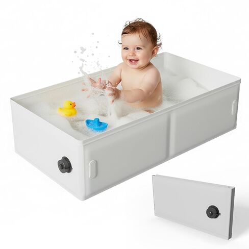 Collapsible Baby Bathtub for Shower, Portable Bathtub for Newborn to Toddler, Foldable Baby Bath Tub with Drain Plug, Suitable for Travel, Hotel, Camping & Beach in Kuwait