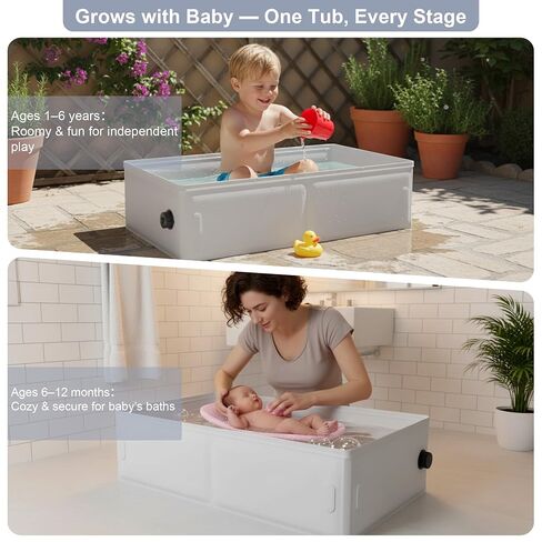 Collapsible Baby Bathtub for Shower, Portable Bathtub for Newborn to Toddler, Foldable Baby Bath Tub with Drain Plug, Suitable for Travel, Hotel, Camping & Beach in Kuwait