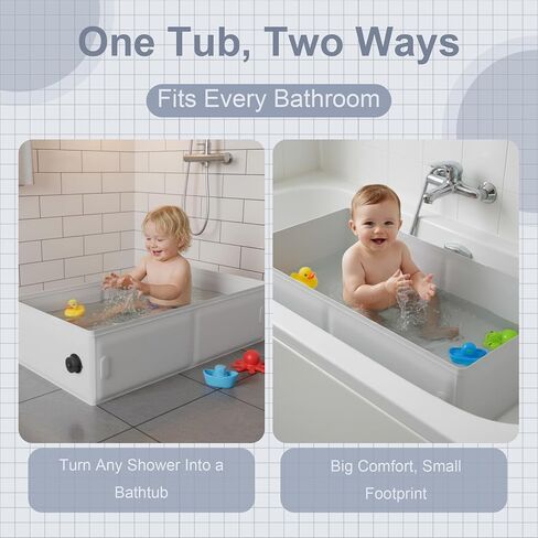 Collapsible Baby Bathtub for Shower, Portable Bathtub for Newborn to Toddler, Foldable Baby Bath Tub with Drain Plug, Suitable for Travel, Hotel, Camping & Beach in Kuwait