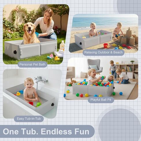 Collapsible Baby Bathtub for Shower, Portable Bathtub for Newborn to Toddler, Foldable Baby Bath Tub with Drain Plug, Suitable for Travel, Hotel, Camping & Beach in Kuwait