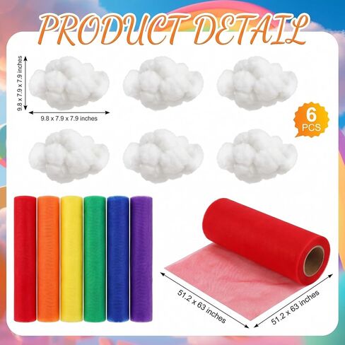 18 Pcs 51 x 63 Inch Rainbow Classroom Wall Decor Sheer Curtains with Clouds 3D Rainbow Curtain Hanging Decor Back to School Cloud Supply for First Day of School Chalkboard Wall Decorations in Kuwait