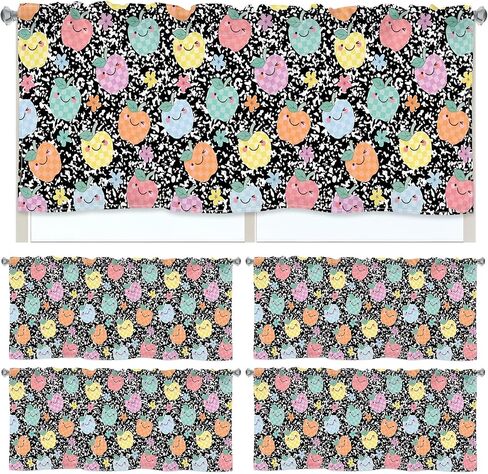 Hahafelt 4 Pcs Classroom Curtains Composition Pastel Apples Window Valances Curtains 54" W x 18" L Simple Rod Pocket Back to School Window Treatment for Classroom Living Room Bedroom Kitchen in Kuwait