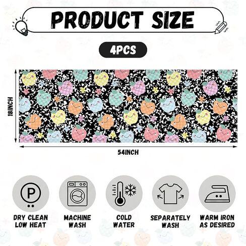 Hahafelt 4 Pcs Classroom Curtains Composition Pastel Apples Window Valances Curtains 54" W x 18" L Simple Rod Pocket Back to School Window Treatment for Classroom Living Room Bedroom Kitchen in Kuwait