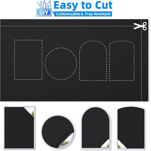 Linen Blackout Curtains for Bedroom Portable 75"×58" 100% Black Out Window Cover with Velcros, Temporary Blackout Shades Window Film Black-Out Blinds No Drill for Baby Nursery Travel Office RV-Blacks in Kuwait
