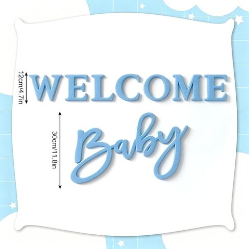 JarThenaAMCS Welcome Baby Sign for Baby Shower Backdrop Blue Felt Letter Gender Reveal Sign for 1st Birthday Party Arch Decor Wall Photo Prop in Kuwait