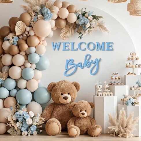 JarThenaAMCS Welcome Baby Sign for Baby Shower Backdrop Blue Felt Letter Gender Reveal Sign for 1st Birthday Party Arch Decor Wall Photo Prop in Kuwait