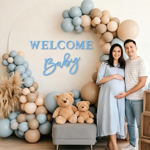 JarThenaAMCS Welcome Baby Sign for Baby Shower Backdrop Blue Felt Letter Gender Reveal Sign for 1st Birthday Party Arch Decor Wall Photo Prop in Kuwait