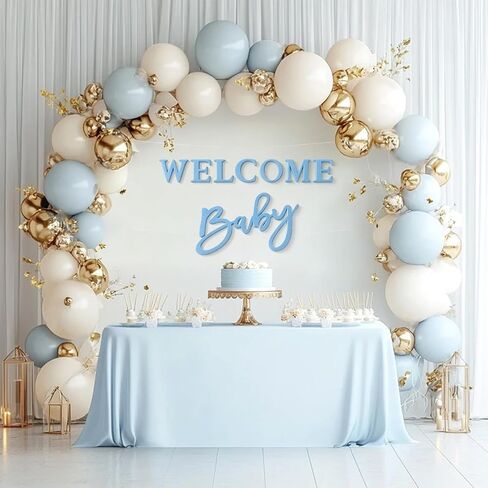 JarThenaAMCS Welcome Baby Sign for Baby Shower Backdrop Blue Felt Letter Gender Reveal Sign for 1st Birthday Party Arch Decor Wall Photo Prop in Kuwait